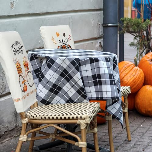 Moukeren Fall Chair Back Cover Set of 6 Thanksgiving Pumpkin Slipcovers Stretch Dining Chair Back Covers Farmhouse Removable Elastic Seat Protector for Home Thanksgiving Harvest Party Kitchen Decor - style: Pumpkin