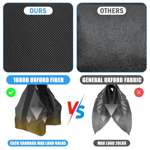 120LBS Large Sandbags Tripod Weights for Photography Set of 2, 1680D Oxford | Zipper Closure with Nylon Handle, Video Film Props Weight Sandbag for Backdrop Stand, Light Brackets, Tripods, Boom Arms