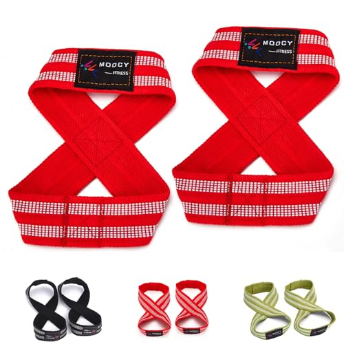 Figure 8 Lifting Straps for Deadlift,Weightlifting,Strongman,& Cross Training Strong Weightlifting Wrist Wraps - color: Red, size: Medium