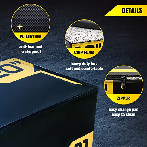 ToughFit Plyo Box - 3 in 1 Foam Plyometric Box - Jump Box for MMA, Crossfit - Adjustment Height Plyometric Jump Box for Home Gym - PVC Cover Platform & High-Density Workout Box - style: Large - 30"x24"x20"