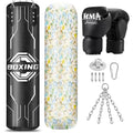 Filled Punching Bag for Adults, 4FT PU Leather Hanging Boxing Bag with 11lb Sponge Filler & 12OZ Boxing Gloves, Heavy Kicking Bag Boxing Equipment for MMA Training Karate Kickboxing - style: Octagon