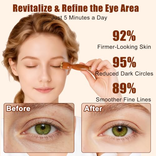 Brass Facial Massage Tool, Eye Massage Stick for Under Eye Gua Sha, Reduces Puffiness, Crow’s Feet & Dark Circles, Traditional Chinese Acupressure Tool, Set of 2 (Small) - size: Small