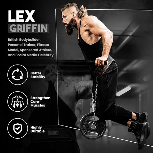 RDX Dip Belt for Weight Lifting, Heavy Duty 36 Inch Adjustable Steel Chain, Dipping Belt Chin Pull Ups Gym Training Bodybuilding Powerlifting Fitness Workout, 6” Padded Neoprene Back Support Men Women - color: Black