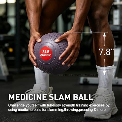 Slam Ball Medicine Ball Weighted Balls for Exercise and Workout, Strength, Cardio, Cross-Training and Core Workouts - color: Purple, size: 8 LB