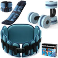 Sportneer Aquatic Exercise Equipment Water Aerobics Combo Set Includes High Density Water Weights Dumbbell Aqua Belt Water Ankle Weights for Pool Exercise Aquatic Therapy Pool Fitness Water Exercise - color: Aqua Blue, style: Aqua Fitness Set with 2lb Ank