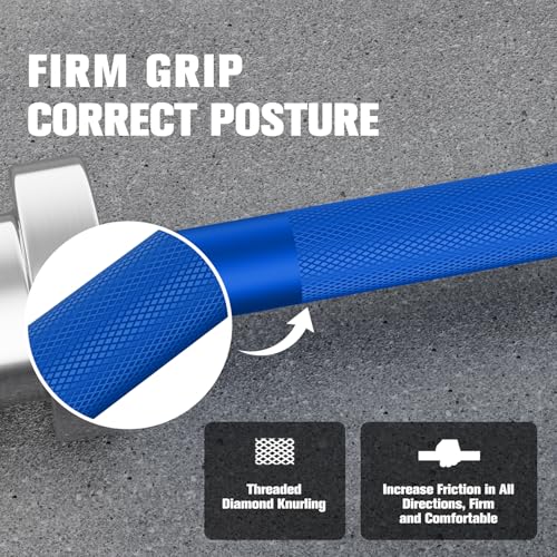 RITFIT Olympic Barbell 4ft/6ft - 2 Inch Weight Bar for Strength Training, Weightlifting, Squat, Deadlift, Bench Press, Curl, Overhead Press - 350lbs/500lbs Capacity - color: Silver/Blue, size: 4FT without Collar