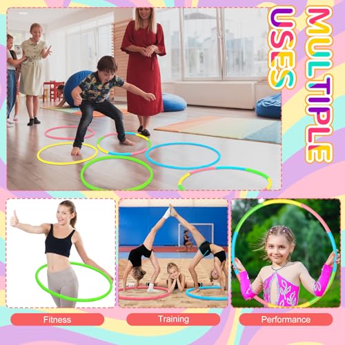 Sratte 12 Pcs Toy Hoop for Kid - Detachable & Adjustable Colored Hoop Exercise Ring Plastic Circle for Kid, Teen, Gymnastics, Dog Agility Equipment, Require Self Assembly (Fresh Color, 32 Inch) - color: Fresh Color, size: 32 Inch