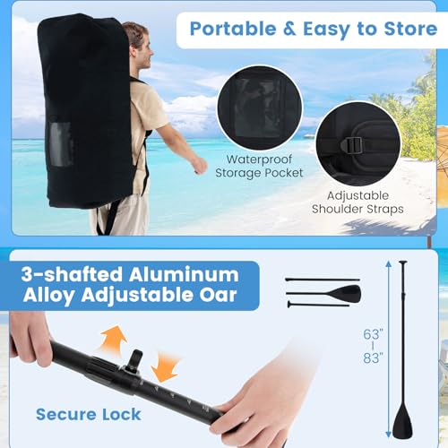 KOTEK 10FT/11FT Inflatable Paddle Board, SUP Paddleboard with Hand Pump, Safety Leash, Repair Kit, Carry Bag, Non-Slip EVA Deck, Stand Up Paddle Board for Youth & Adults - size: 11 FT, style: Blue Coconut Palm