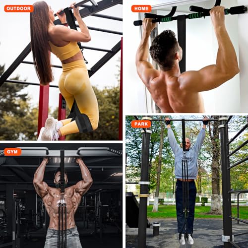 HPYGN Two Foots Pull Up Assistance Bands, Heavy Duty Resistance Band for Pull Up Bar, Adjustable Weight/Size with Fabric Feet/Knee Rest, Bands for Pull Up Assist for Strength Training, Pull Up - color: Black