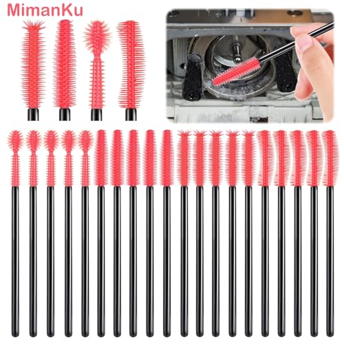 Sewing Machine Cleaning Brushes - 20 PCS Reusable Silicone Dense Bristles Clean Brush for Internal and Spool Area - color: Rose Red