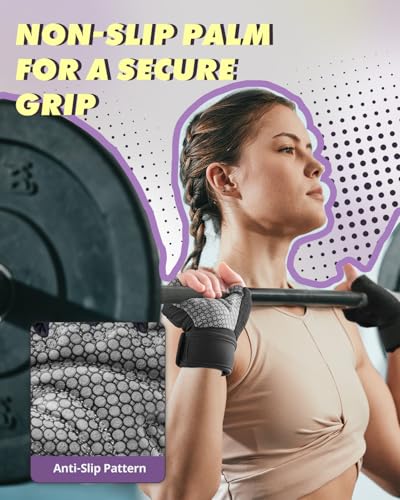 Trideer Weight Lifting Gloves for Women Men with Wrist Support, Workout Gloves Women Full Palm Protection for Gym Training, Fitness, Weightlifting & Pull Ups - color: Purple, size: Small