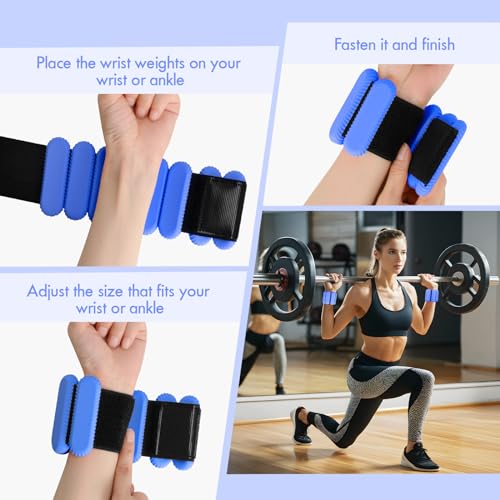 Wrist Ankle Weights for Women, Adjustable Ankle Weights Strength Training Silicone Bracelets Workout Wrist Ankle Weights for Men Women Yoga Running Dance Ankle Arm Leg Weights (2lb) - color: Blue