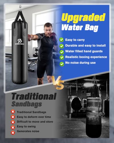 Water Punching Bag 4FT Heavy Bag for Boxing - Adjustable Weight (60 to 120 lbs) with Anti-Leak Design, Heavy-Duty Aqua Training Bag for Adults - color: Plain Black