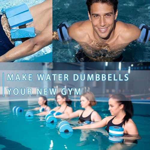 MANO Pool Weights for Water Exercise Sports Aquatic Water Dumbbells with Ankle Weights and Swimming Belt for Aqua Fitness Barbells Foam Hand Bars - Set of 2 - for Water Aerobics - style: dumbbell&ankle