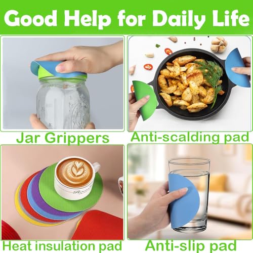 6-Pack Rubber Jar Opener Bottle Gripper Pads— Non-Slip, Multi-function, Easy-Open Lids for Seniors, Arthritis & Weak Hands (Square, 6-Pack) - size: Square L 5"