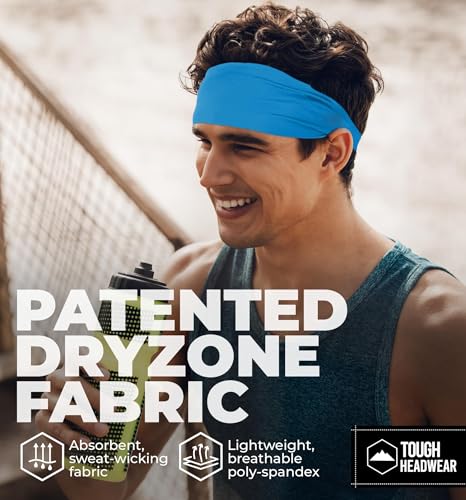 Tough Headwear Mens Headband | Sweat Headbands for Men Women Working Out Running Sports – Athletic Sweat Band Exercise - color: (1 pack) Cool Blue