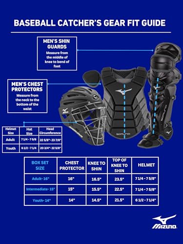 Mizuno Adult Samurai Baseball Shin Guards - color: Black/Royal, size: 15.5"