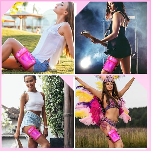 Carnival Leg Bag Holographic Thigh Bag with Adjustable Strap Leg Pouch Harness Women Summer Travel Hiking Pack(Pink,Leg Bag) - color: Pink, style: Leg Bag