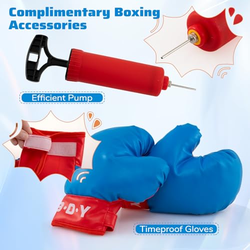 Costzon Punching Bag for Kids, Boxing Bag Set Toy with Height Adjustable Stand, Kids Boxing Gloves and Hand Pump, Freestanding Boxing Equipment Gift for Boys and Girls 8+ Years Old - style: 61" Height