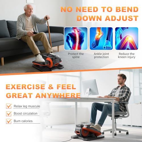 Mini Under Desk Elliptical Low Impact Electric Leg Exerciser As Seen on TV While Sitting for Seniors with Non-Slip Mat Quiet & Portable for Home and Office