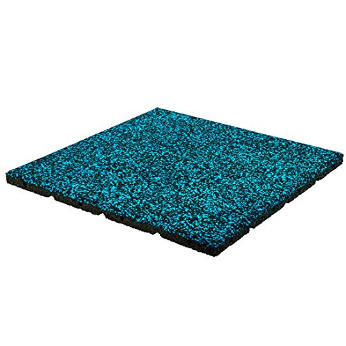Playsafer Elevate Rubber Playground Tiles - 1" Thick High Density Interlocking Shock Absorbent Safety Tile for Playgrounds, and Exercise Equipment - 20" X 20" (180 Tiles - 486 Sq. Ft. - Blue) - color: Blue