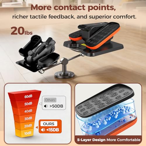 ESL Under Desk Elliptical, Electric Elliptical Leg Exerciser for Seniors | 12 Speed Adjustable, Quiet Elliptical Exercise Machine with Remote, Seated Pedal Exerciser with Strap, Portable - color: Orange Black