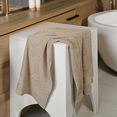 Commercial Bulk Pack of 12 Bath Towels – 100% Cotton Terry 24" x 48" – Ideal for Hotels, Salons, Gyms, Spas & Institutional Use – Beige - color: Beige, size: 24"x48" - PK 12