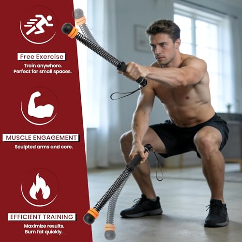 Ropeless Battle Ropes, Adjustable Weighted Cordless Trainer for Home Gym HIIT Low Impact Workouts, 17.1 in Portable with Sliding Resistance Rings and Storage Bag (Black)