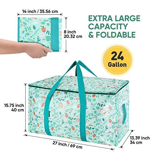 BALEINE 2-Pack Oversized Moving Bags with Reinforced Handles, Heavy-Duty Storage Tote for Clothes, Moving Supplies (Spring Stroll, 2-Pack) - color: Spring Stroll, size: 2-Pack