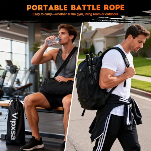Adjustable Weights Cordless Battle Ropes,Portable Ropeless Battle Ropes for Home Gym with Storage Bag, Weighted Exercise Equipment for Low-Impact Workout, Strength & HIIT, for Men & Women - color: black
