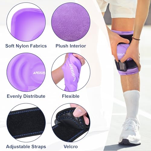 APEXUP Ice Pack for Knee Pain Relief, Large Reusable Wrap After Surgery, Flexible Gel Cold Pack for Injuries, Pain Relief for Back, Shoulder, Elbow, Ankle and Leg (Purple, L 1PK) - size: Large-1PK, style: Purple