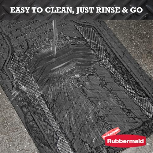 Rubbermaid Car Floor Mat, Heavy Duty All-Weather Car Mats Full Set with Dual-Tone Black Aluminum Inserts – Universal Fit, Anti-Slip Backing, Trim-to-Fit for Most SUV, Sedan, Van - color: Black