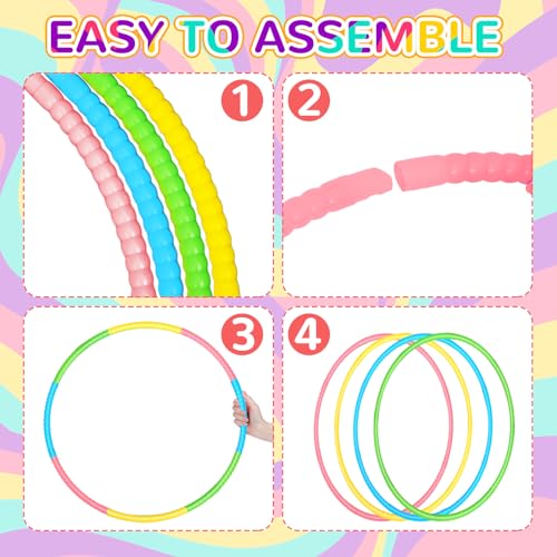 Sratte 12 Pcs Toy Hoop for Kid Detachable Adjustable Toy Hoop Colored Hoop Exercise Ring Plastic Circle for Kid Teen Gymnastics Dog Agility Equipment, Require Self Assembly(Fresh Color, 24 Inch) - color: Fresh Color, size: 24 Inch