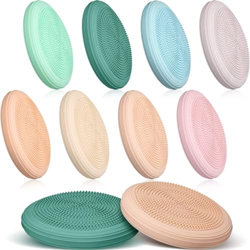 Libima 8 Pcs Wiggle Seat Inflated Wobble Cushion Sensory Seat Flexible Balance Board Balance Disc for Kids Men Women Physical Exercise Improving Posture Home Office Classroom - color: Morandi Color