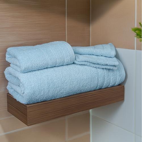Tens Towels Pack of 8 Towels Set, 2 Extra Large Bath, 2 Hand, 4 Washcloths, 100% Cotton, Lighter Weight, Quicker to Dry, Super Absorbent, Perfect for Bathroom, Sky Blue - color: Sky Blue