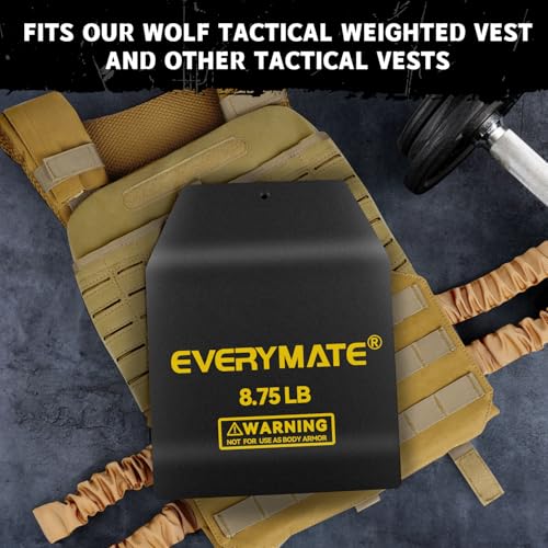 EVERYMATE Tactical Weighted Vest Plates – 3.75/5.75/8.75/14.5/19.75LB Pairs – Insert Weighted Vest Plates- Contoured Ergonomic Fit – WODs, Strength Training, Running, Weight Plates for Vest - color: 8.75LB*2, size: Curved
