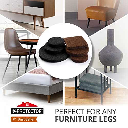 235 pcs Felt Furniture Pads Brown & Black X-Protector! Huge Quantity of Furniture Pads for Hardwood Floors – Your Ideal Wood Floor Protectors for Furniture. Protect Any Type of Hard Floor! - size: 235 PCS Brown & Black, Round & Square