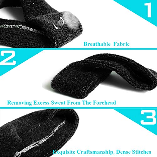 3 Pack Men & Women Sports Sweatbands Headbands - color: White,Black,Gray