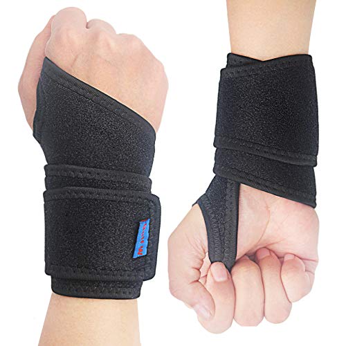 2Pack Version Profession Wrist Support Brace, Adjustable Wrist Strap Reversible Wrist Brace for Sports Protecting/Tendonitis Pain Relief/Carpal Tunnel/Arthritis/Injury Recovery, Right&Left (Black) - color: Black+Grey