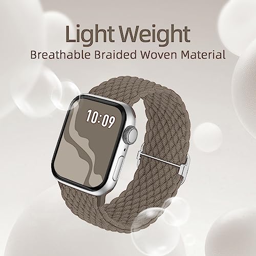 4 Pack Braided Stretchy Bands Compatible with Apple Watch 40mm 41mm 38mm 42mm 44mm 45mm 46mm 49mm Women Men, Breathable Nylon Elastic Daily Use Straps for iWatch Series 11/10 9 8 7 6 5 4 3 SE/Ultra 2 - color: Black/DarkGrey/Green/Stone, size: 38mm/40mm/41