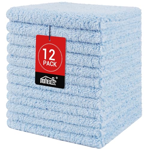 HOMEXCEL Microfiber Washcloths 12 Pack, Highly Absorbent and Soft Face Towel, Multi-Purpose Wash Cloths for Bathroom, Gym, Hotel, Spa and Kitchen, Multicolor 12x12 Inch, Blue - color: Blue
