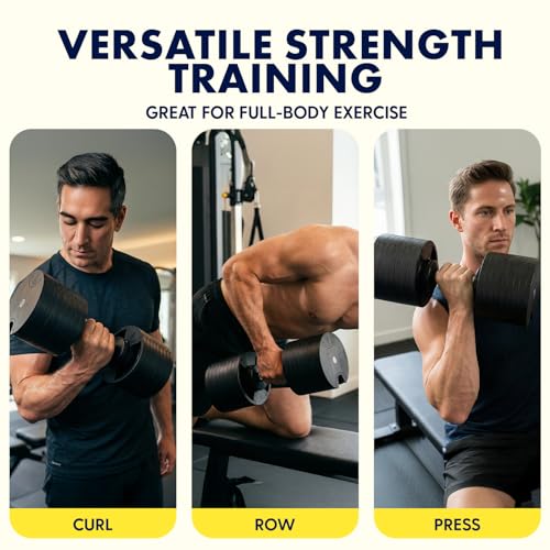 SQUATZ Adjustable Dumbbells with Quick Weight Change, Space-Saving Dumbbell Set with Anti‑Slip Handle, Secure Locking System, Heavy‑Duty Plates & Base for Home Workout and Strength Training - size: 70 LB - Single