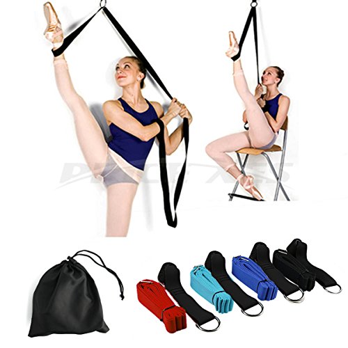 Door Flexibility & Stretching Leg Strap - Great for Ballet Cheer Dance Gymnastics or ANY Sport Leg Stretcher Door Flexibility Trainer Premium stretching equipment - color: Black