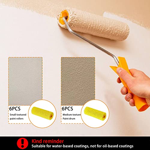 12 Pcs Textured Paint Roller Covers with 2 Frames Set, 4 inch | Foam Drywall Texture Paint Rollers, House Paint Roller Covers for Art Painting Walls Ceilings - size: 4",12pcs+2frame