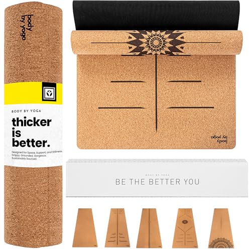 Luxury Cork Yoga Mat - Non Slip, Extra Thick Grip. Thicker, Longer, and Wider for More Comfort and Support. Tough Enough For Hot Yoga. Natural, Non Toxic, and Eco Friendly. Optional Alignment Lines. - color: Dreamer, size: Extra Thick 80" x 26" x 0.26"