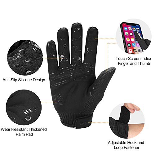 INBIKE Cycling Gloves for Men/Women Bike Gloves with Touchscreen-Padded Anti-Slip Mountain Biking MTB Bicycle Gloves for Cycling/Workout/Gym/Outdoor - color: Black, size: Medium