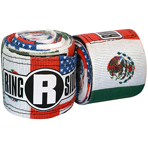 Ringside Apex 180” Boxing Hand Wraps Pair - Durable, Elastic Training Wraps with Hook & Loop Closure, Multi-Color Options, Perfect for MMA, Muay Thai, Kickboxing - color: American/Mexican, One size