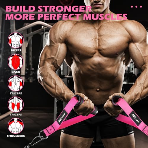 HOXWC Cable Handles Gym Equipment, Heavy Duty Resistance Band Handles, Replacement Exercise Handles for Cable Machine, Pulley System, Strength Trainer, Pull Down Workout, Home Gym Cable Attachments - color: Pink