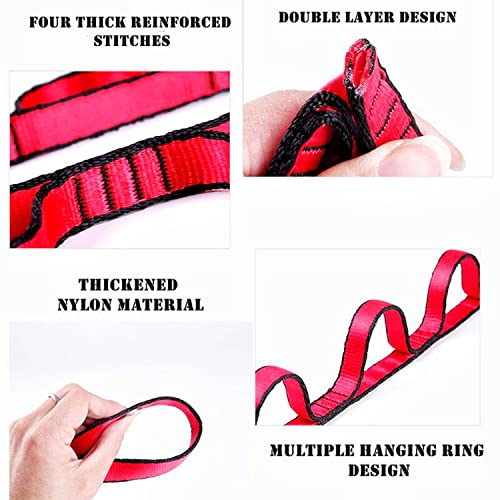 2Pcs Adjustable Anti-Gravity Chrysanthemum Swing Flying Stretch Belt Rope Climbing Daisy Chains Extension Yoga Belt Hanging - color: Red, size: 1.8M