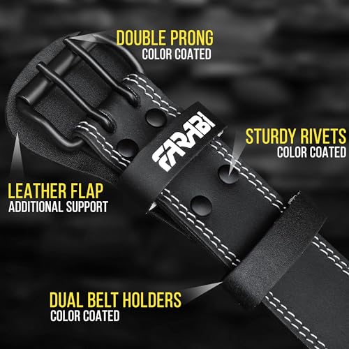 Farabi Sports Powerlifting Belt 100% Genuine Leather Weight Lifting Belt 4" wide Gym Belt Men and Women Weightlifting Belt for Gym Training Bodybuilding and Workout belt - size: Large